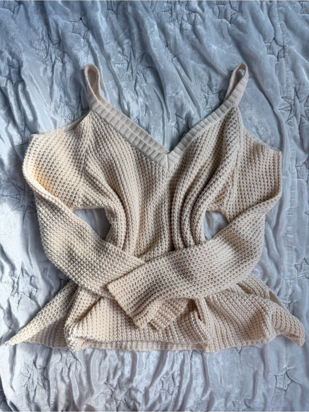 pacsun l.a. hearts waffle knit v-neck long sleeve top